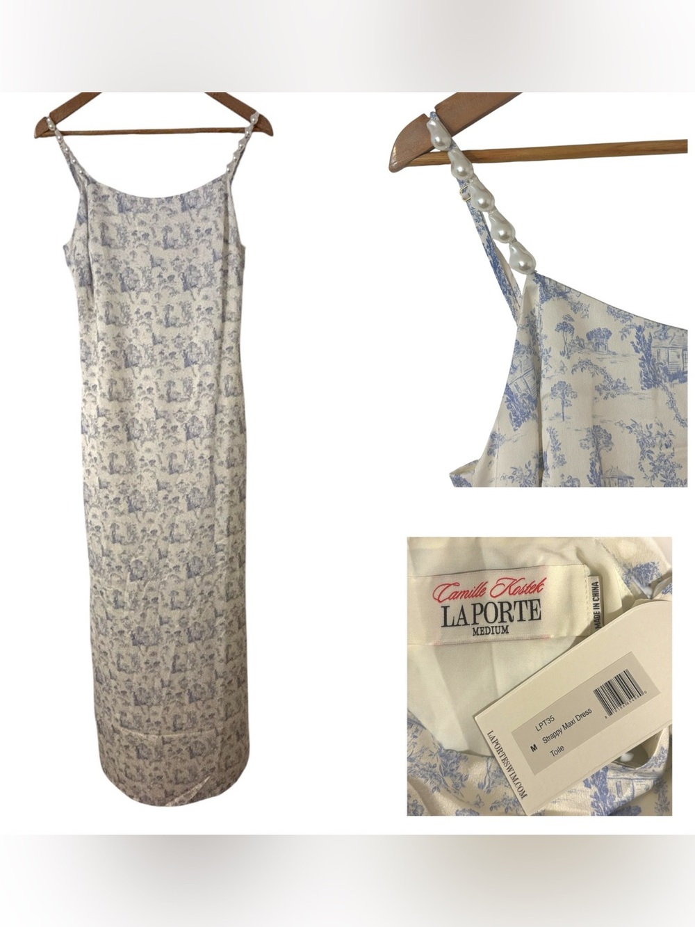 La Porte Toile Strappy Maxi Dress